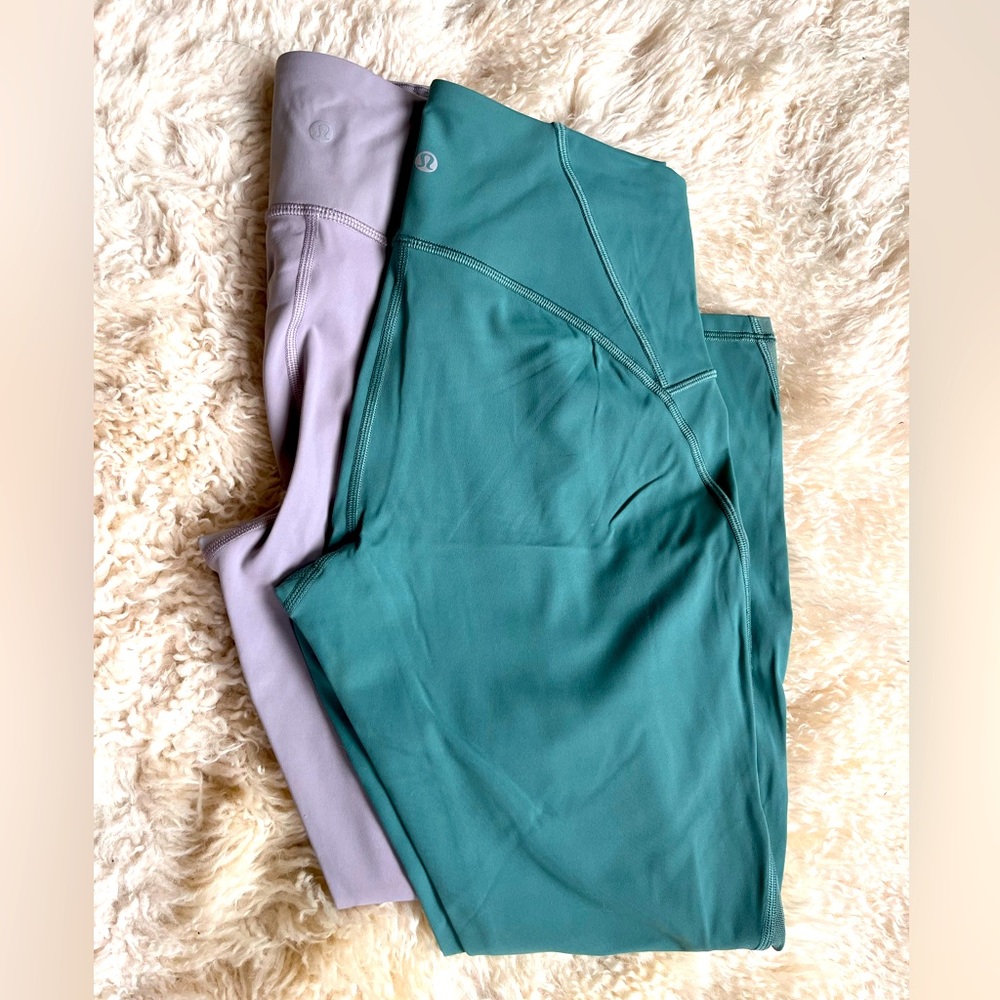Two pack Lululemon leggings with adjustable waist and rear pocket